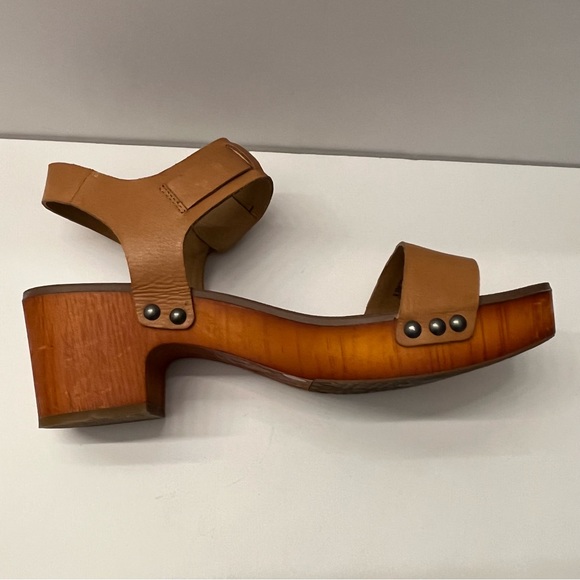 Lucky Brand Womens Hannela Brown Leather Boho Wooden Platform Sandals Size 9.5 - Picture 11 of 14